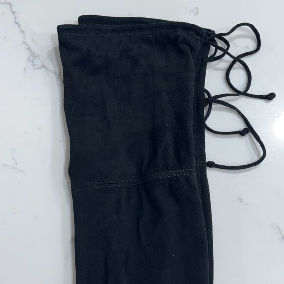 Stuart Weitzman Suede Over The Knee Boots Size 5.5 Black Block Heel - Picture 10 of 15